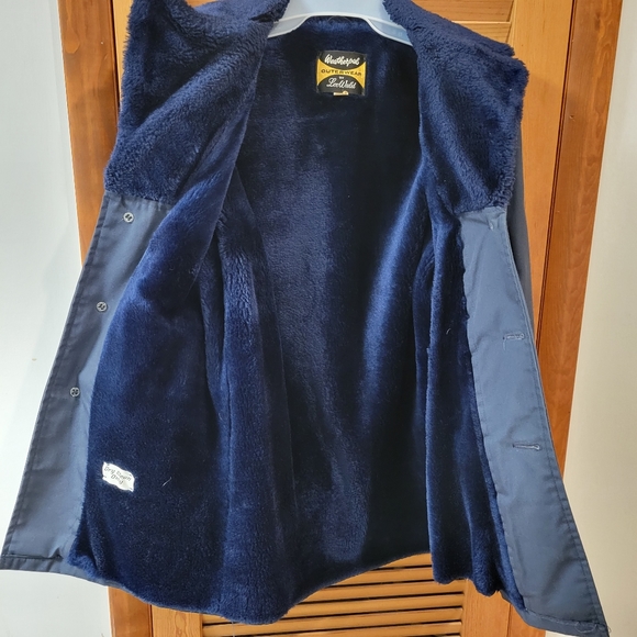 Vintage Lee Wald Coat Belted Faux Fur Lined Blue Weatherpal Winter Jacket 38 / L - Picture 4 of 7